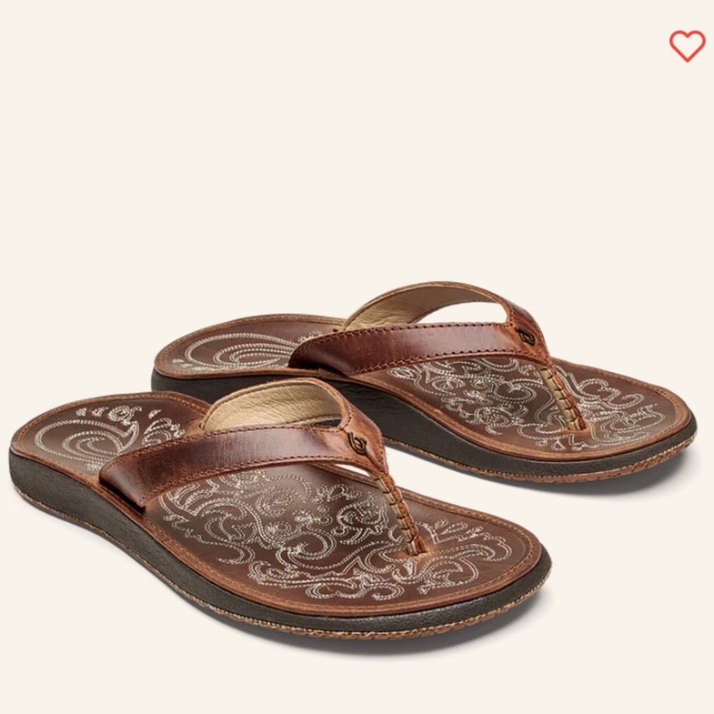 OluKai Paniolo Leather Strap and Footbed Brown Flip Flops Sandals Women’s 8 - Picture 15 of 15